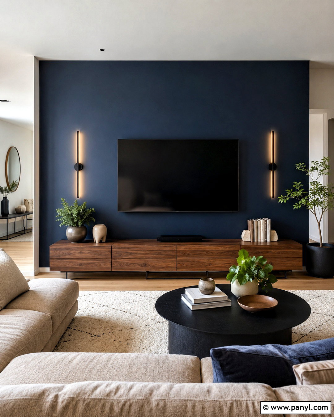 Blue TV Wall Accent - 40 Blue Accent Wall Ideas
