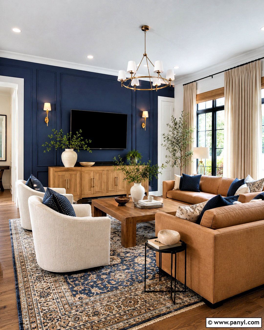 Blue TV Wall - 20 living room decor tv wall ideas