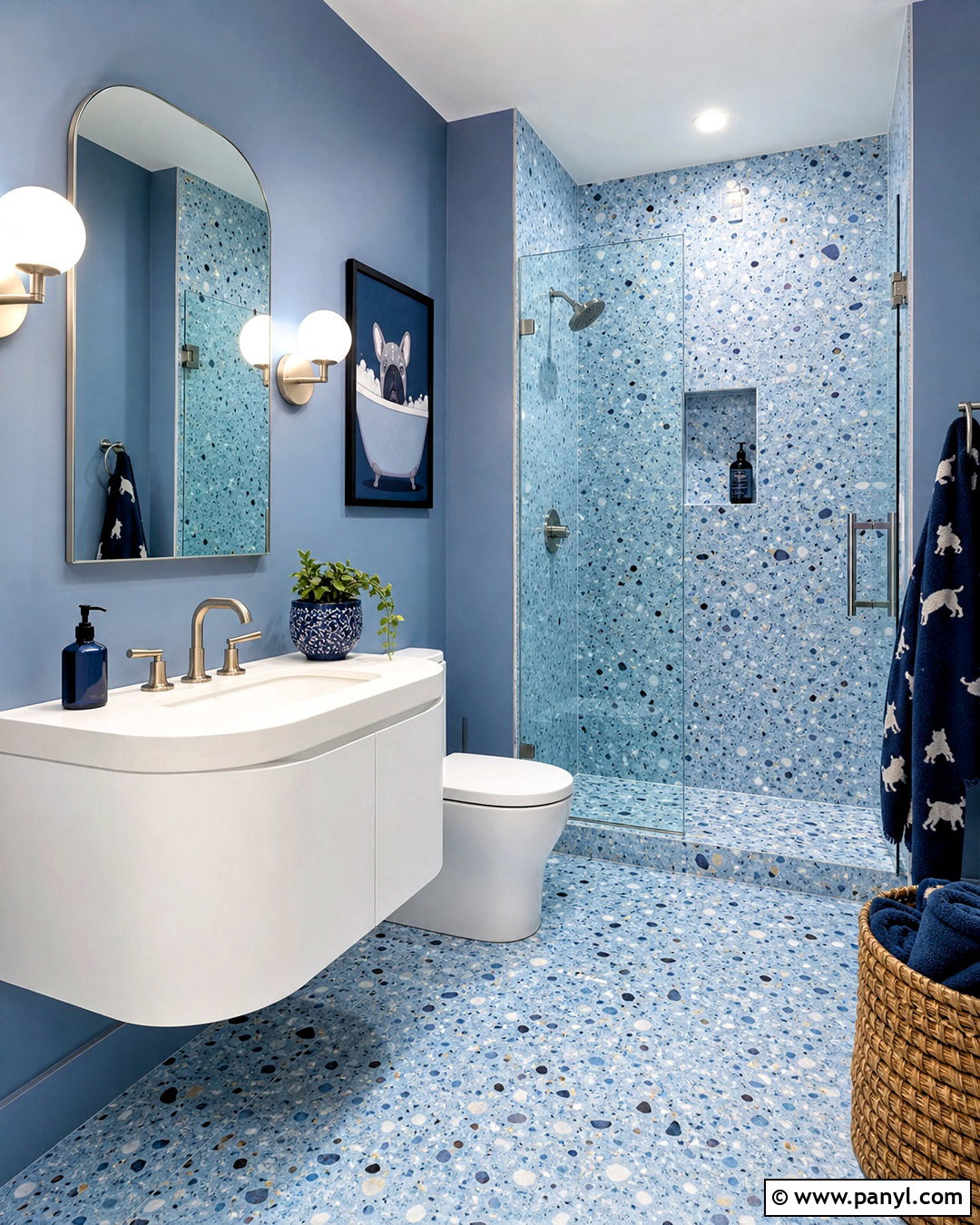 Blue Terrazzo Bathroom - 20 small blue bathroom ideas
