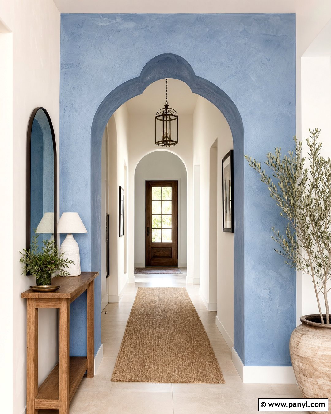 Blue Textured Archway Hallway - 25 Textured Blue Wall Ideas