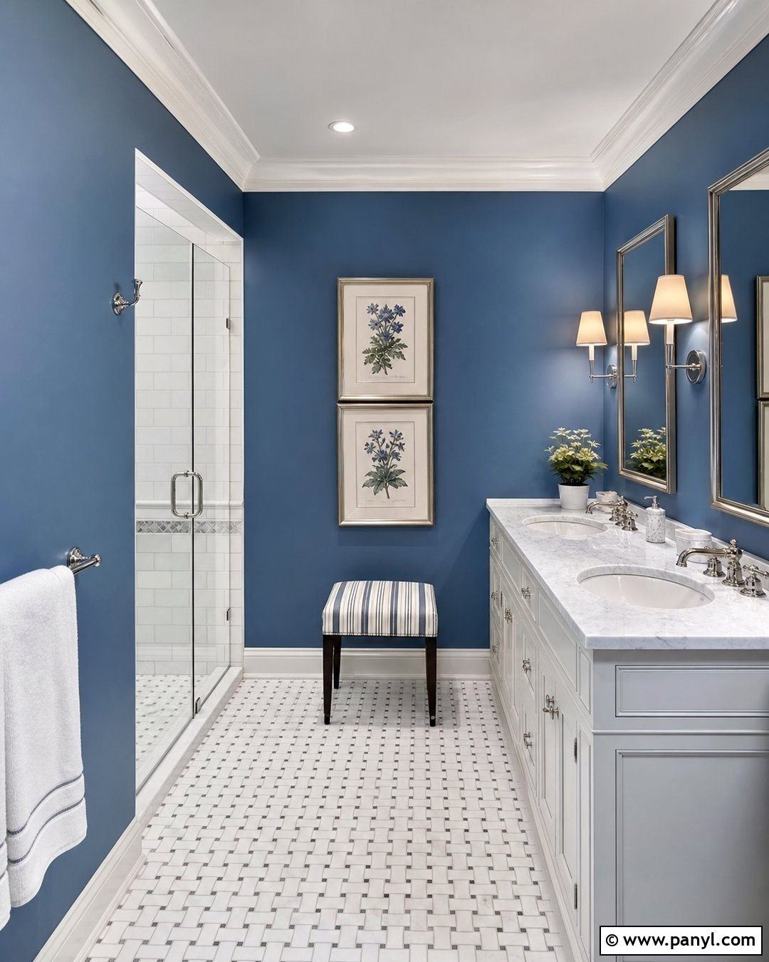 Blue Traditional Bathroom Walls - 35 Blue Bathroom Walls