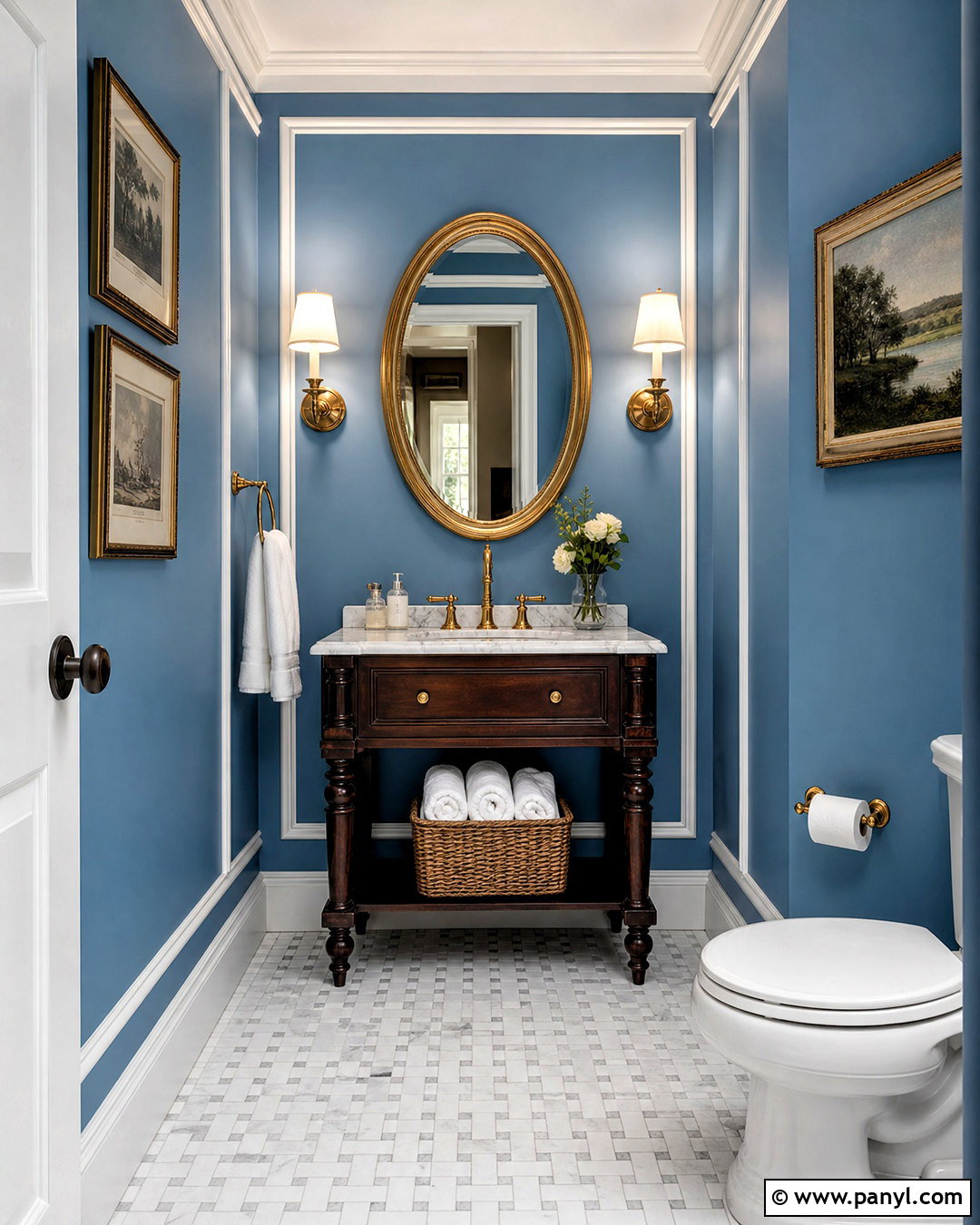 Blue Traditional Half Bathroom - 20 blue half bathroom ideas