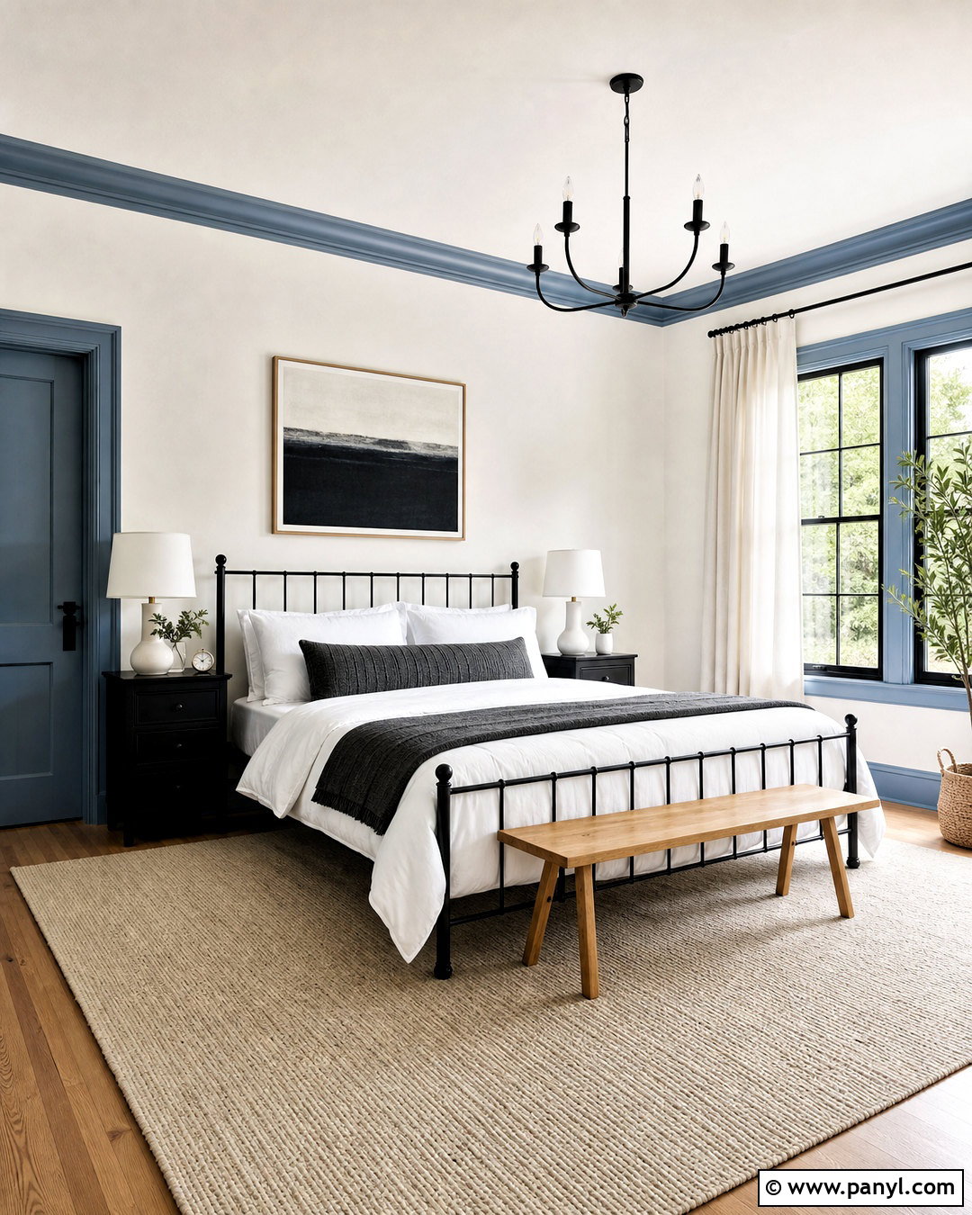 Blue Trim Bedroom With Black Furniture - 20 blue trim bedroom ideas