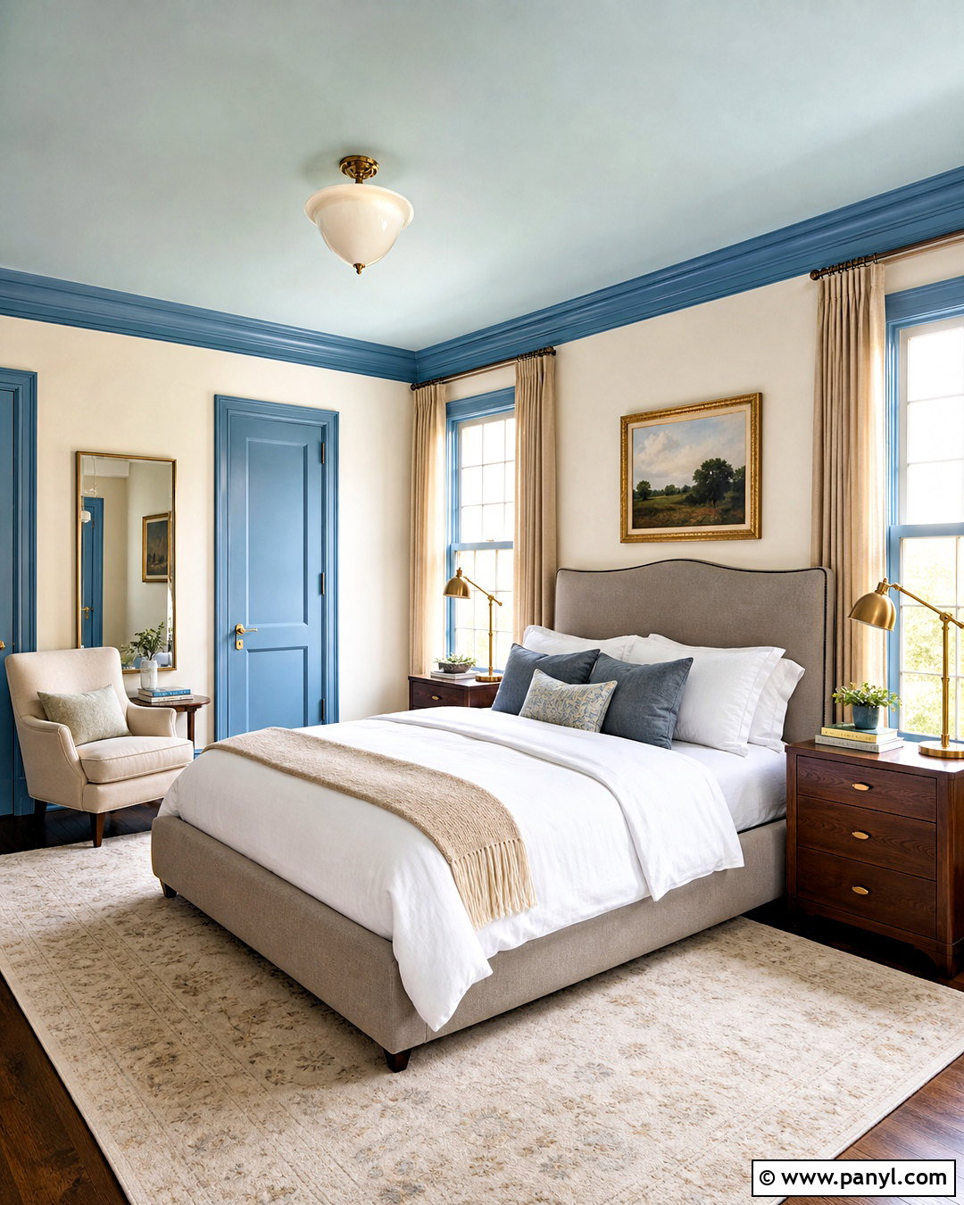 Blue Trim Bedroom With Painted Ceiling - 20 blue trim bedroom ideas