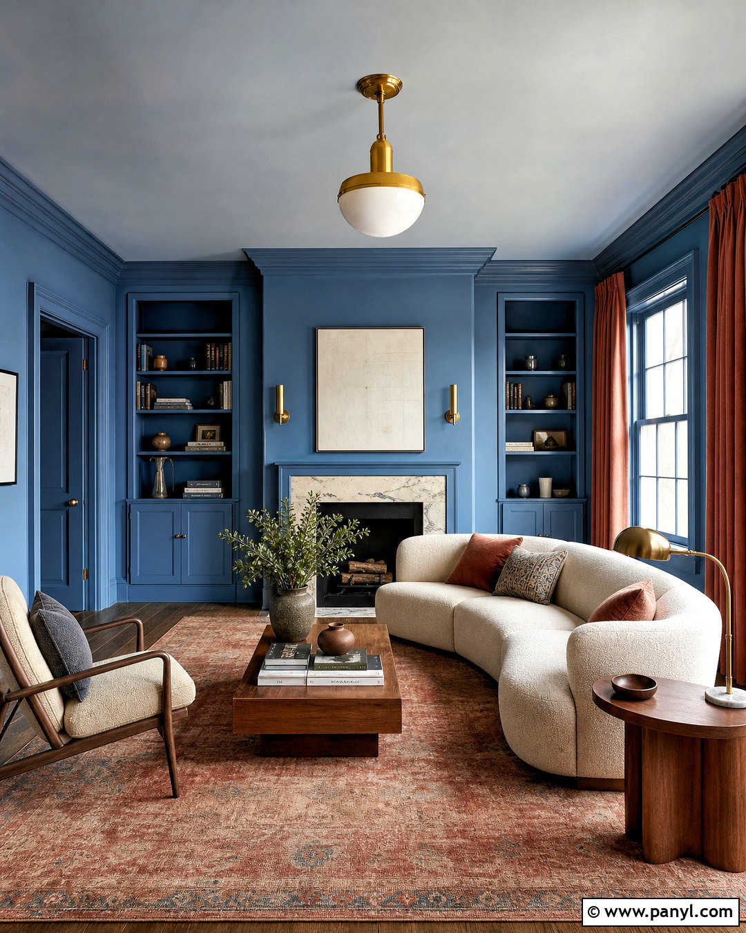 Blue Trim Color Drenched Room - 20 blue trim interior ideas