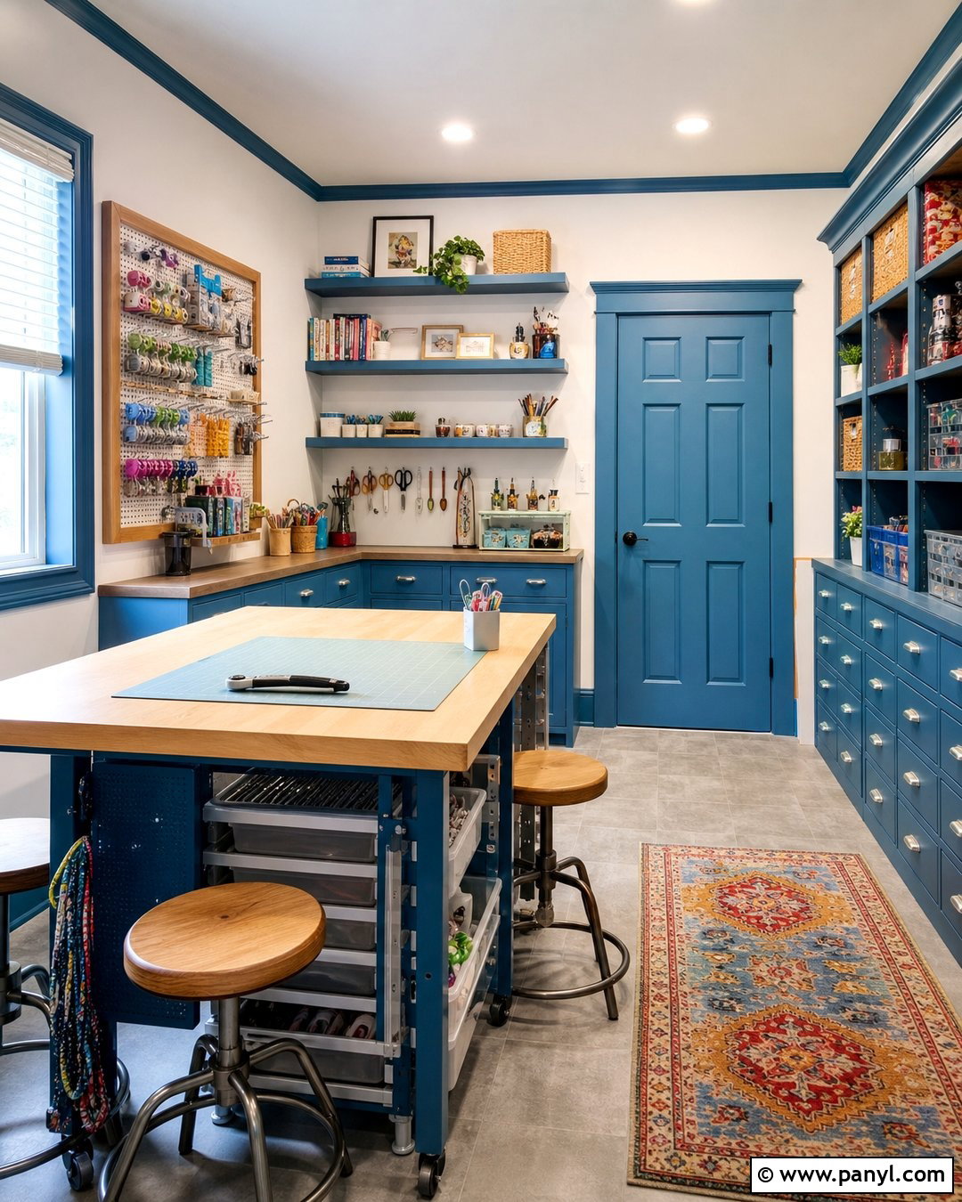 Blue Trim Craft Room - 35 Blue Trim White Walls