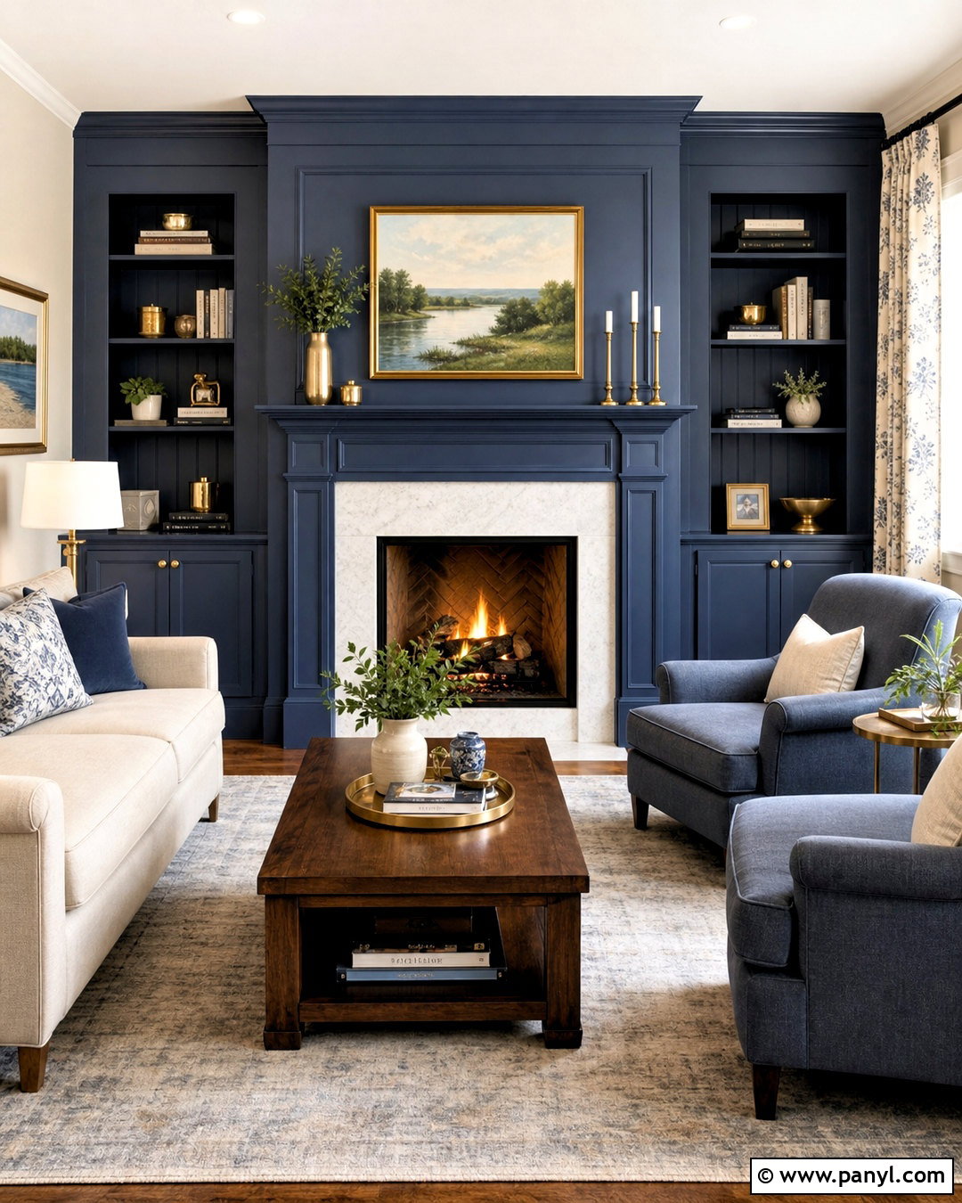 Blue Trim Fireplace - 20 blue trim interior ideas