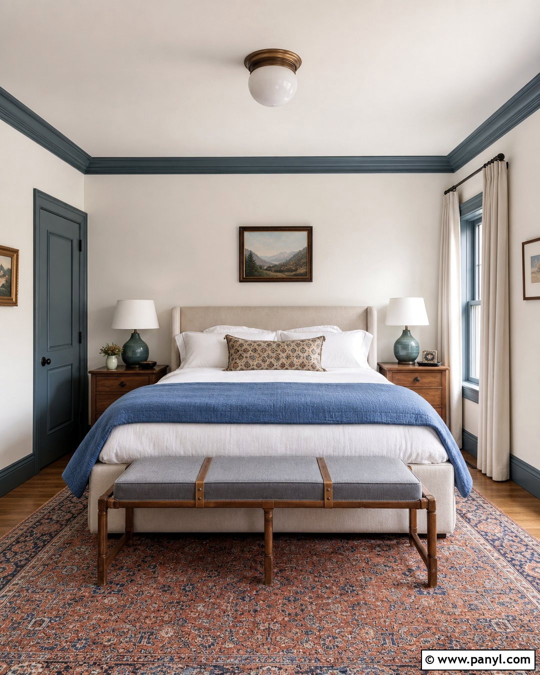 Blue Trim Guest Bedroom - 35 Blue Trim White Walls