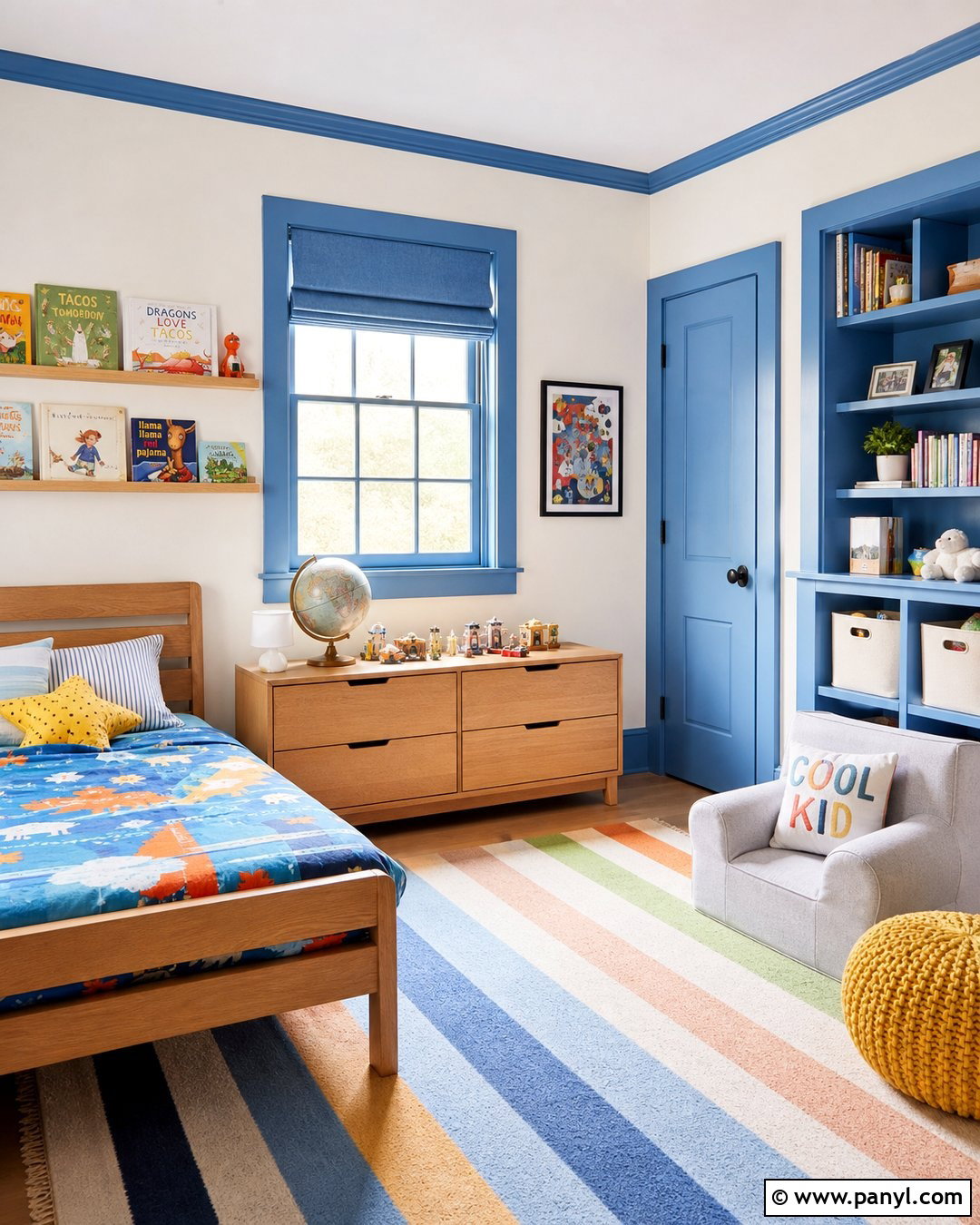 Blue Trim Kids Room - 35 Blue Trim White Walls