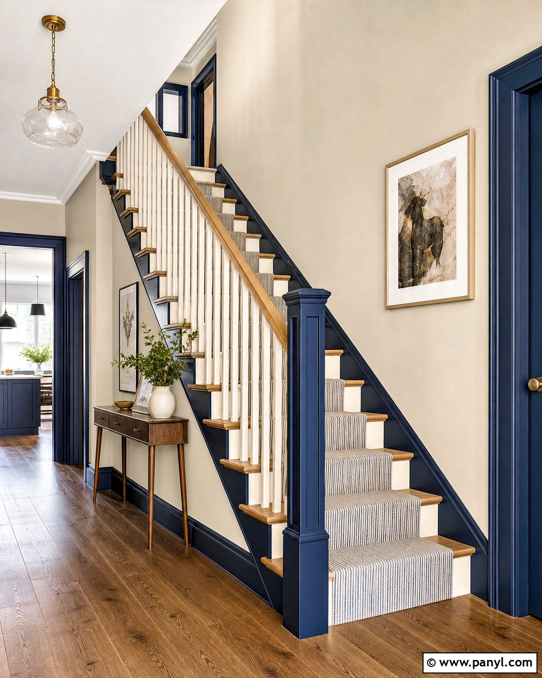 Blue Trim Staircase - 20 blue trim interior ideas