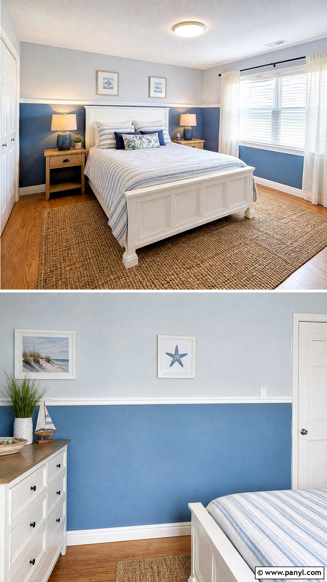 Blue Two Tone Accent Wall With Chair Rail - 20 2 tone accent wall ideas