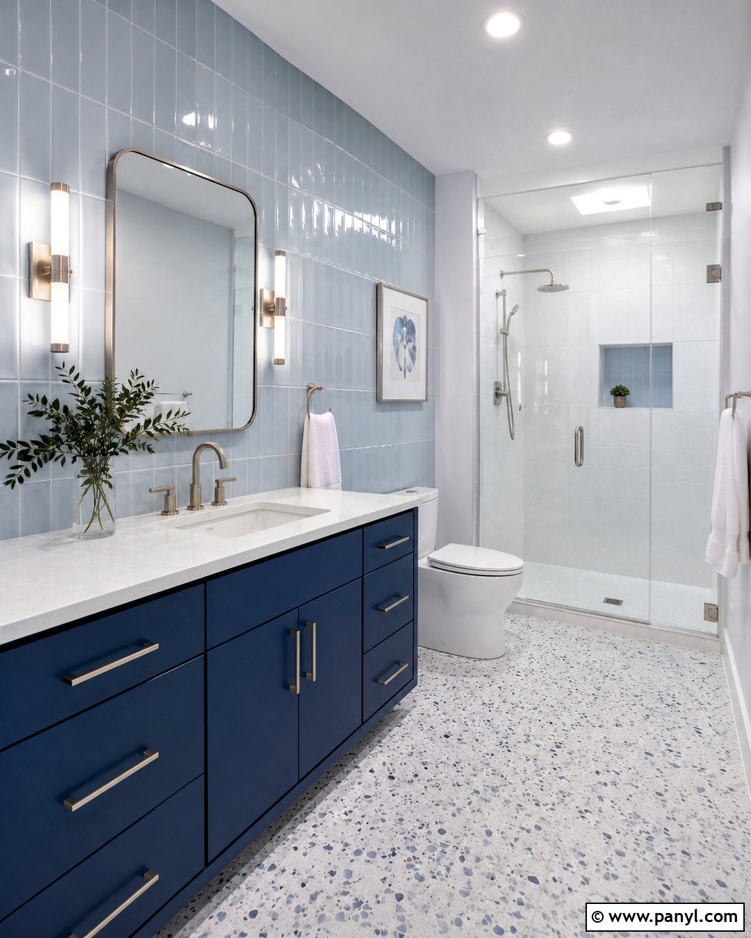 Blue Vanity With Matching Blue Tile - 20 blue vanity bathroom ideas