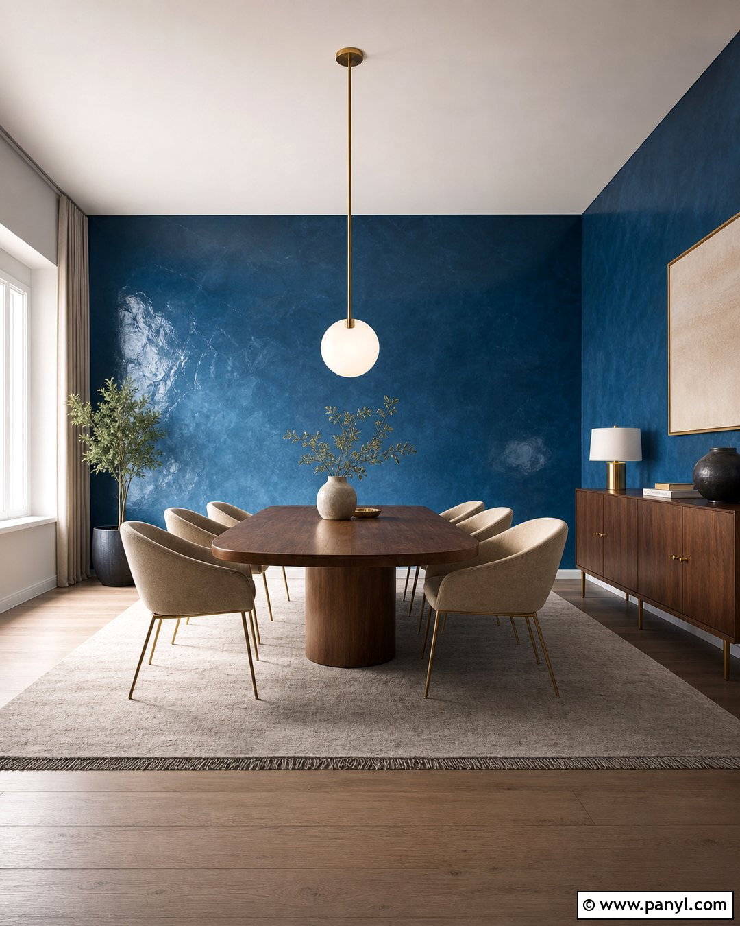 Blue Venetian Plaster Dining Room - 25 Textured Blue Wall Ideas