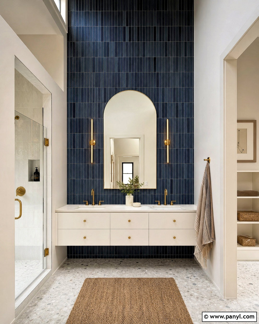 Blue Vertical Tile Bathroom Accent Wall - 20 blue accent wall bathroom ideas