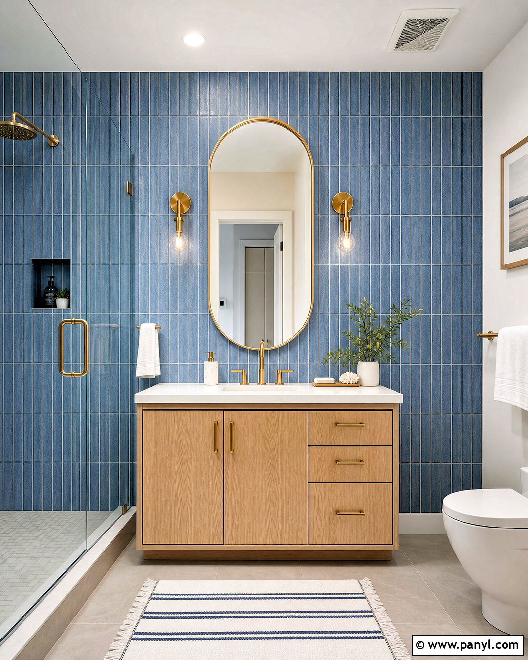 Blue Vertical Tile Bathroom Wall - 20 bathroom wall design ideas