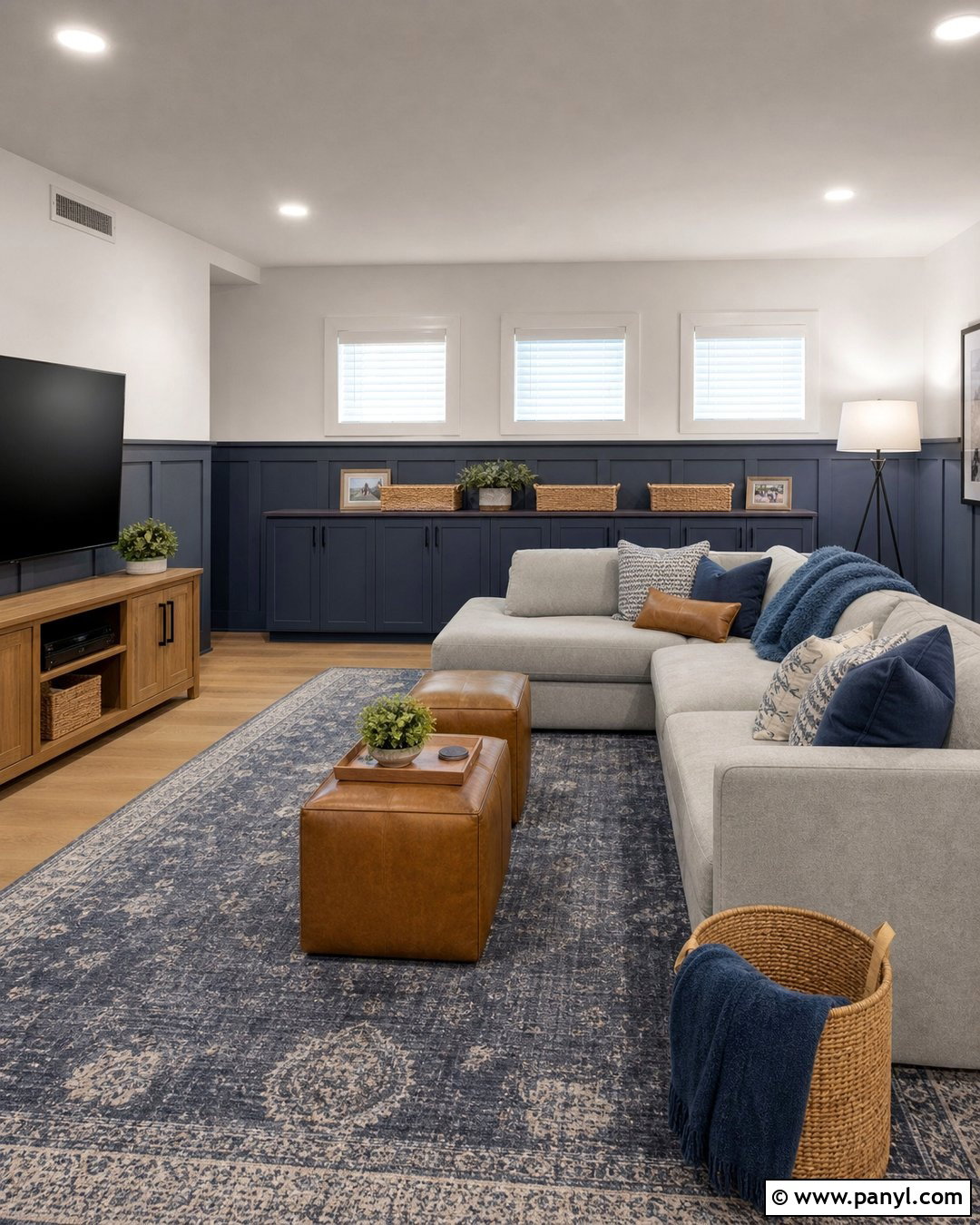 Blue Wainscoting Basement Family Room - 35 blue wainscoting ideas