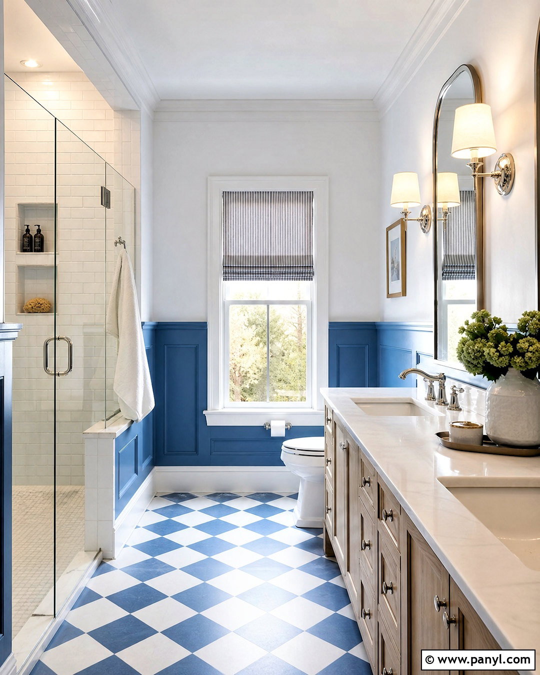 Blue Wainscoting Bathroom - 20 white and blue bathroom ideas