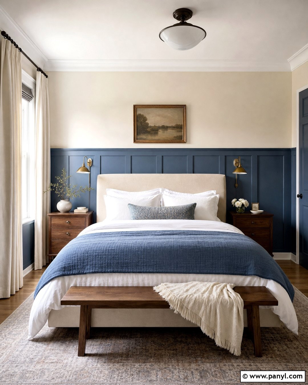 Blue Wainscoting Bedroom Feature Wall - 35 blue feature wall ideas