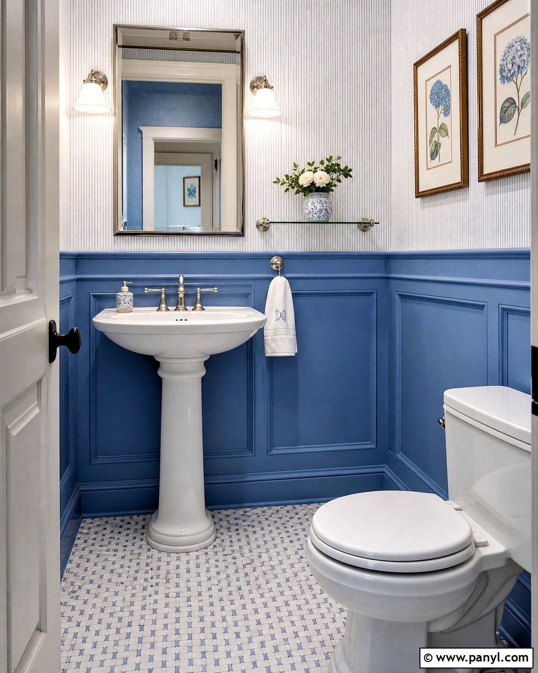 Blue Wainscoting Half Bathroom - 20 blue half bathroom ideas