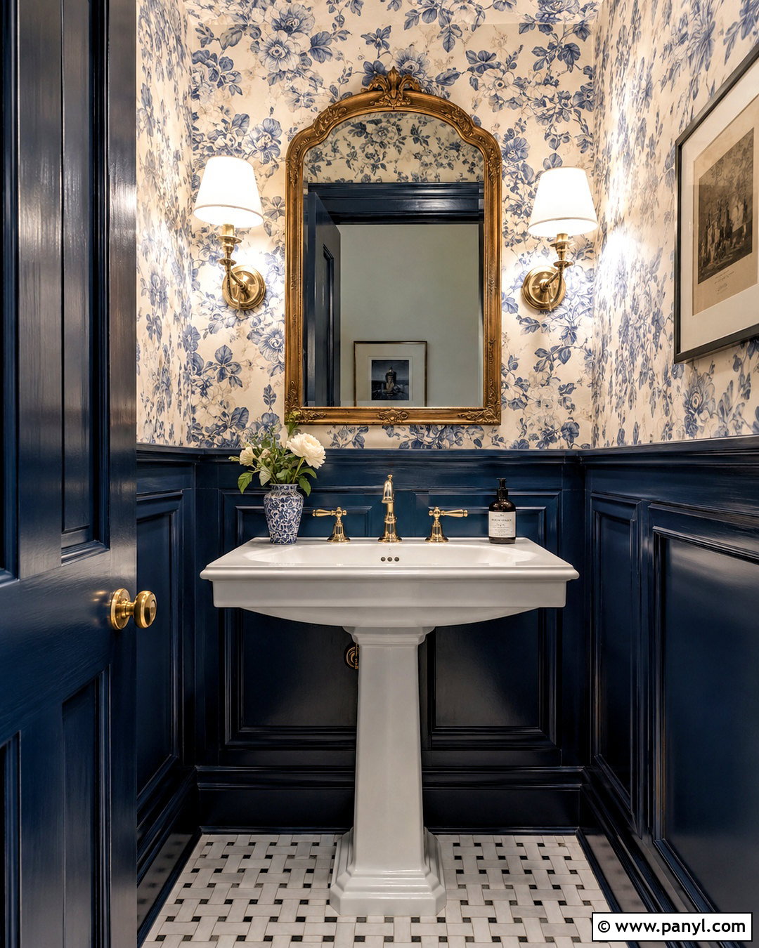 Blue Wainscoting Powder Room - 20 blue wall panelling ideas