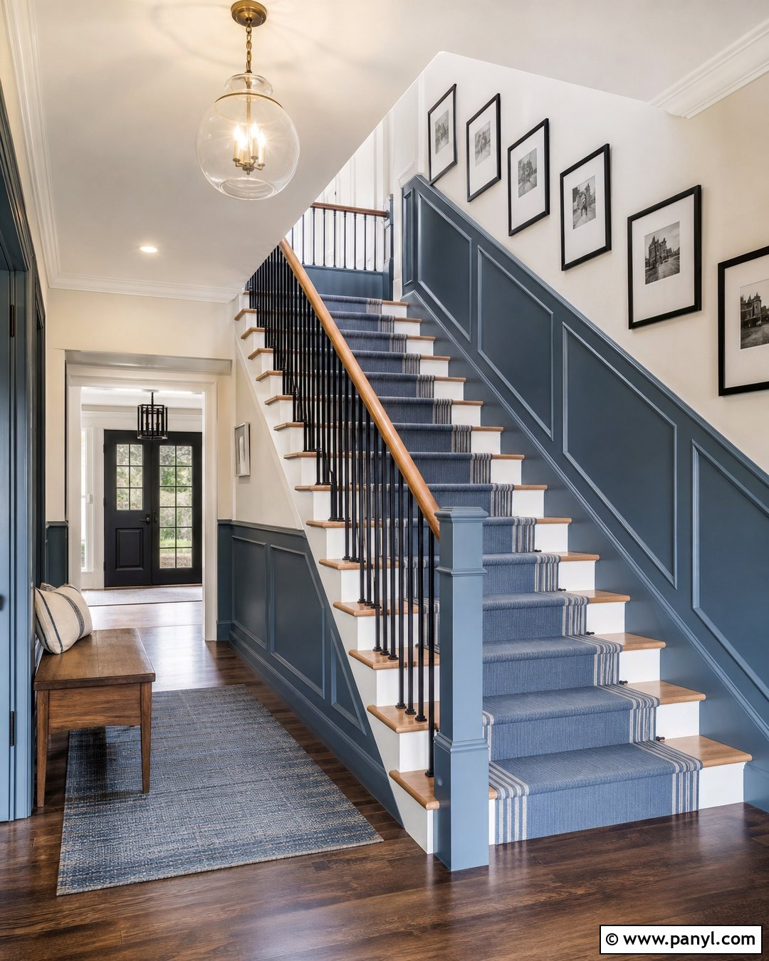 Blue Wainscoting Staircase - 35 blue wainscoting ideas