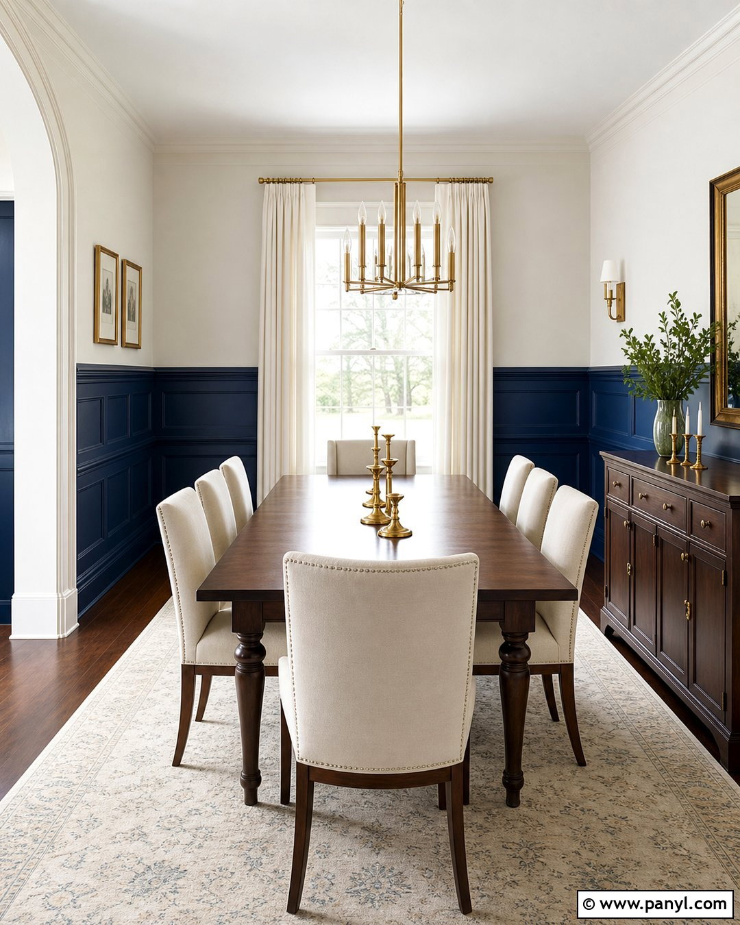 Blue Wainscoting With Brass Accents - 35 blue wainscoting ideas