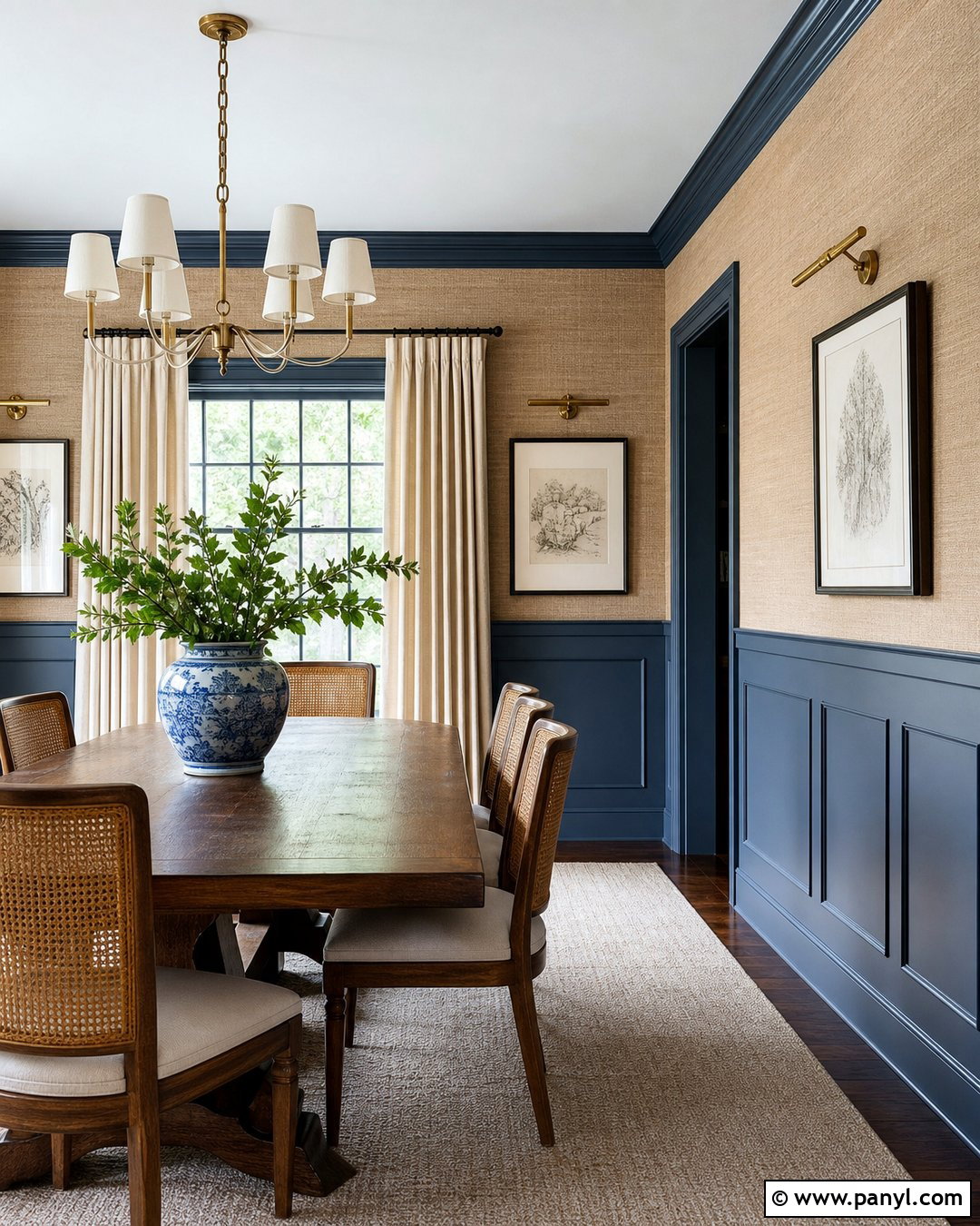 Blue Wainscoting With Grasscloth Wallpaper - 35 blue wainscoting ideas