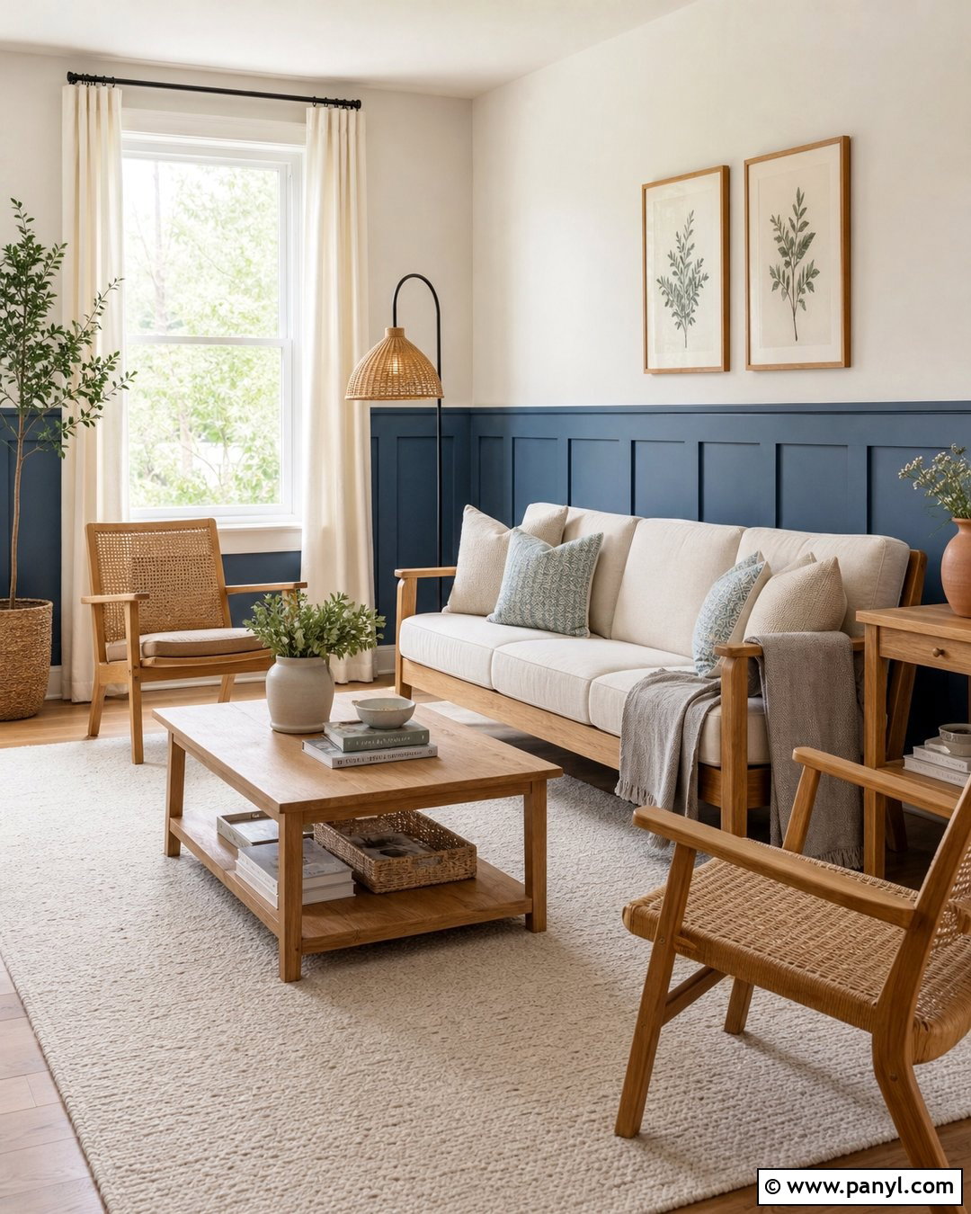 Blue Wainscoting With Natural Wood - 35 blue wainscoting ideas