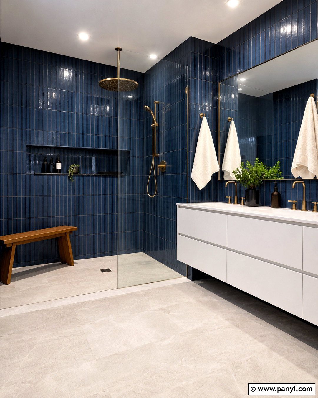 Blue Walk-In Shower Bathroom - 20 modern blue bathroom ideas