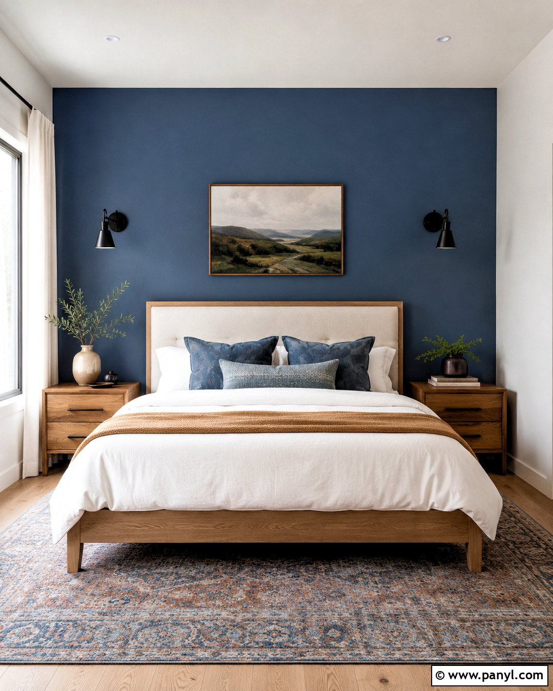 Blue Wall Behind Bed - 40 blue wall paint ideas