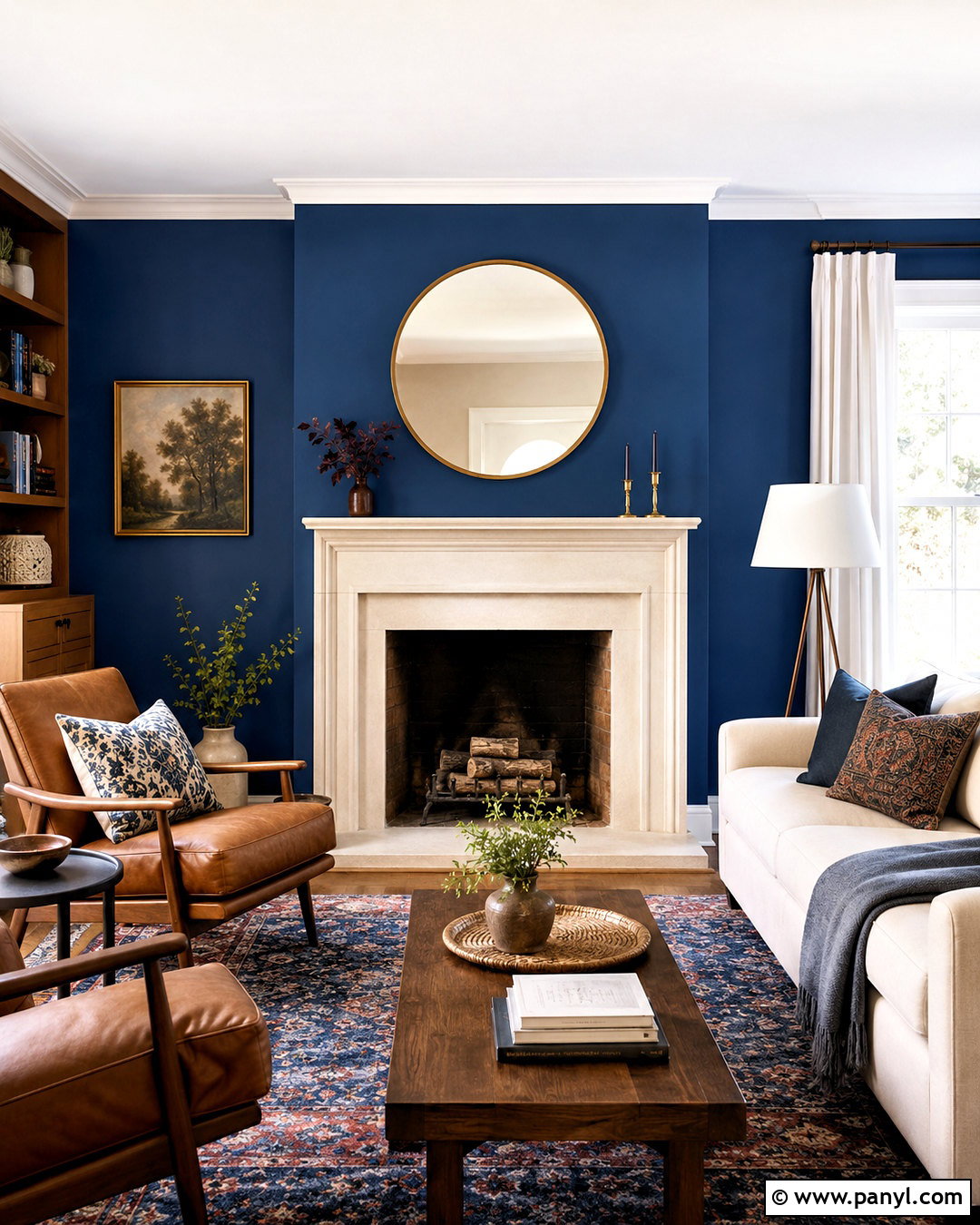 Blue Wall Behind Fireplace - 40 blue wall paint ideas