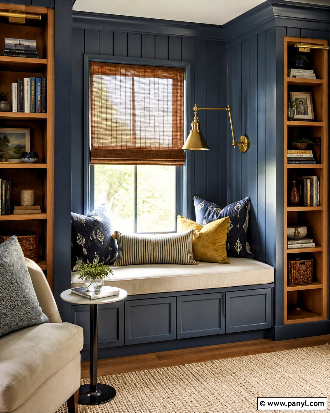 Blue Wall Panelling Reading Nook - 20 blue wall panelling ideas