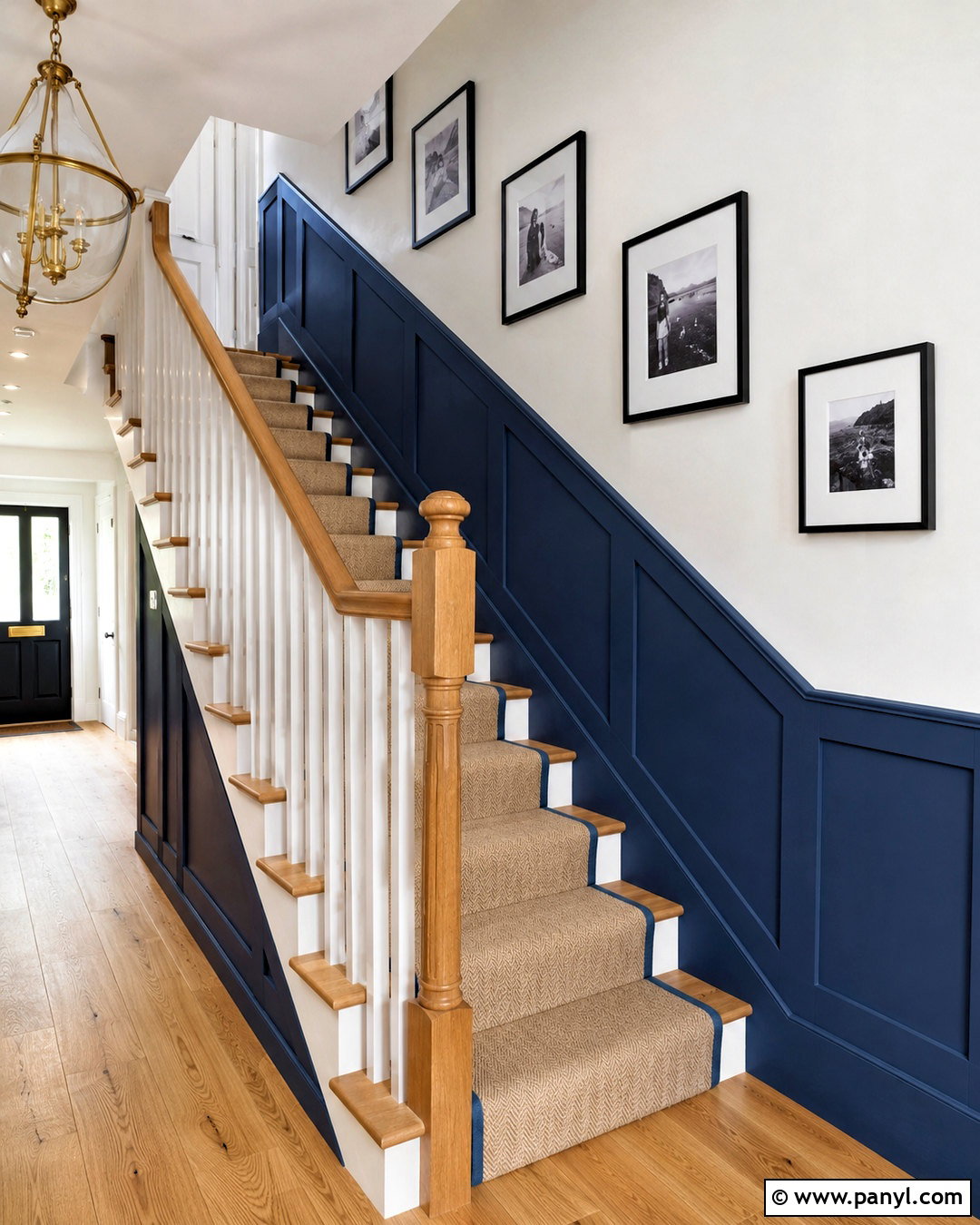 Blue Wall Panelling Staircase - 20 blue wall panelling ideas