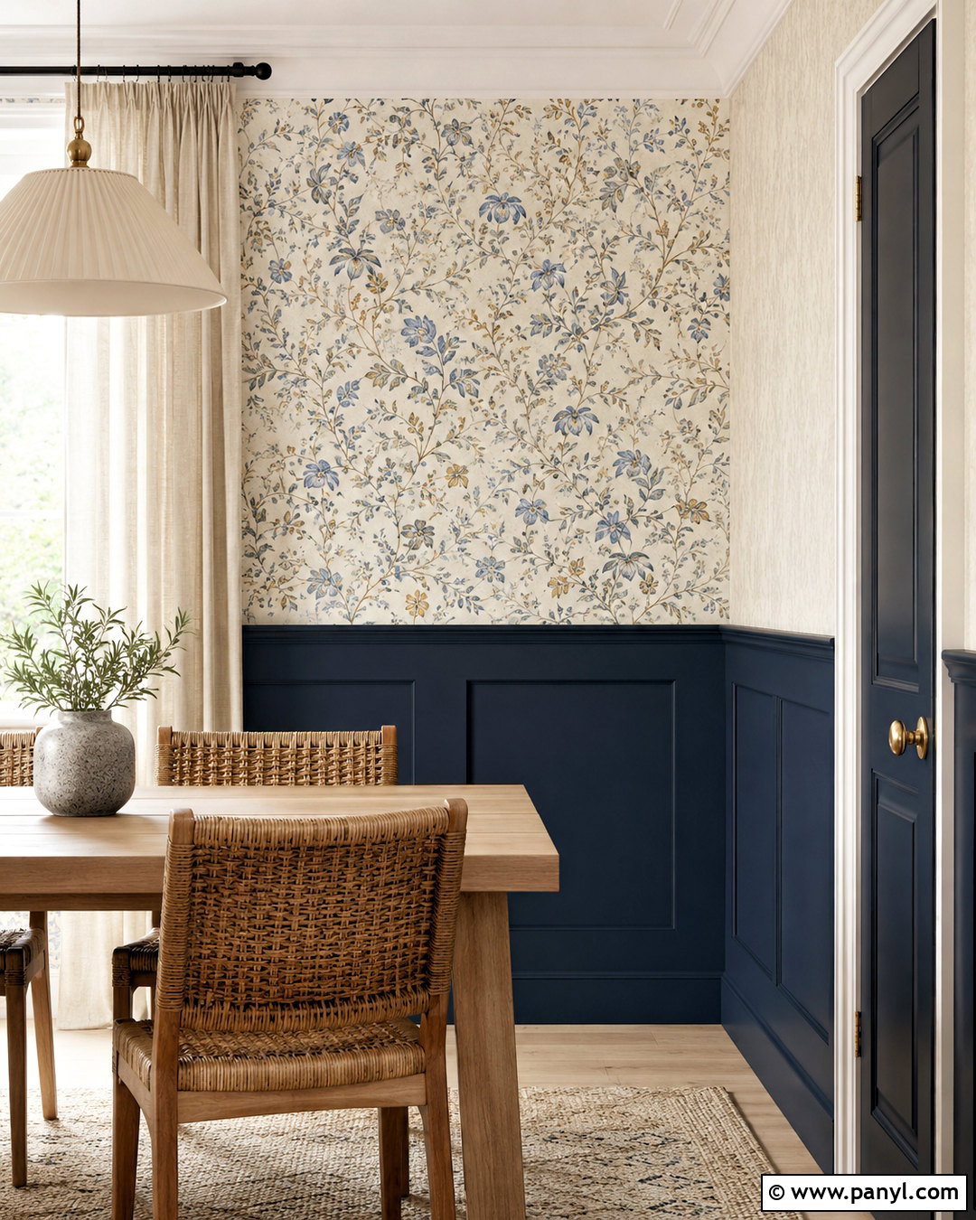 Blue Wall Panelling With Wallpaper - 20 blue wall panelling ideas