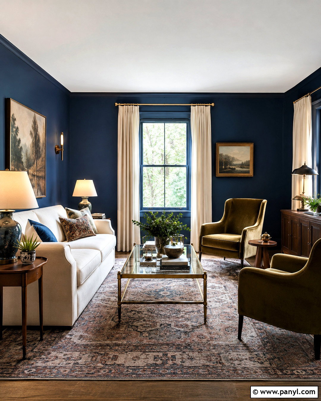 Blue Wall With Brass Accents - 40 blue wall paint ideas