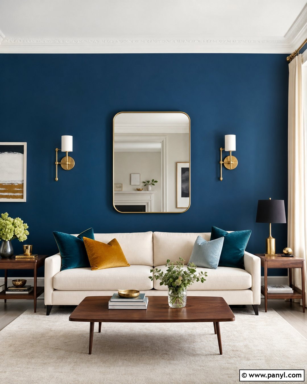 Blue Wall With Brass Accents - 30 blue wall interior ideas