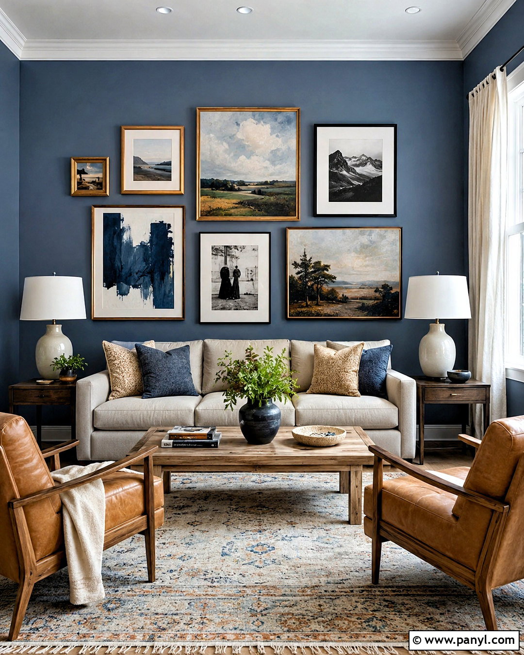 Blue Wall With Gallery Art - 40 blue wall paint ideas