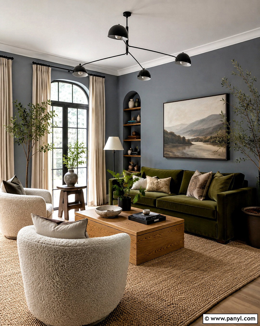 Blue Wall With Green Decor - 40 blue wall paint ideas