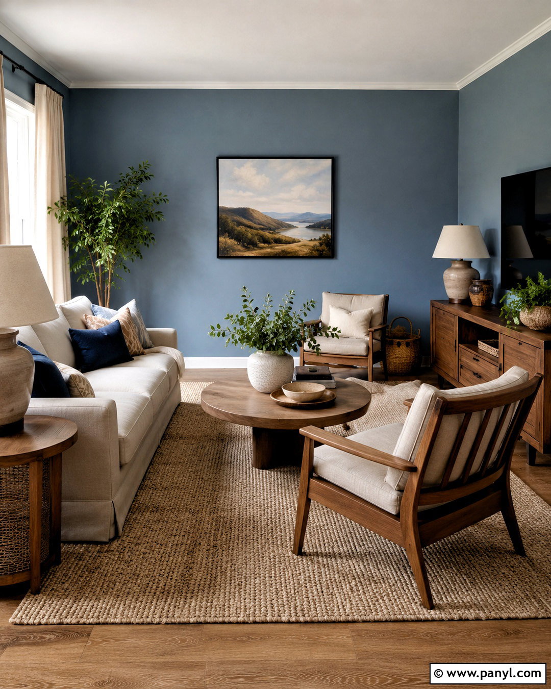 Blue Wall With Natural Wood - 40 blue wall paint ideas