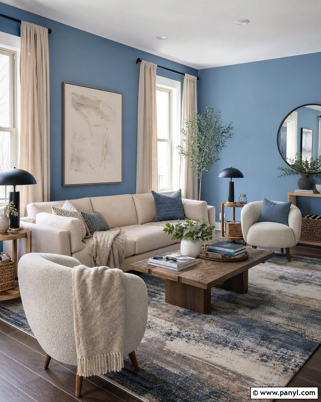 Blue Wall With Neutral Furniture - 30 blue wall interior ideas
