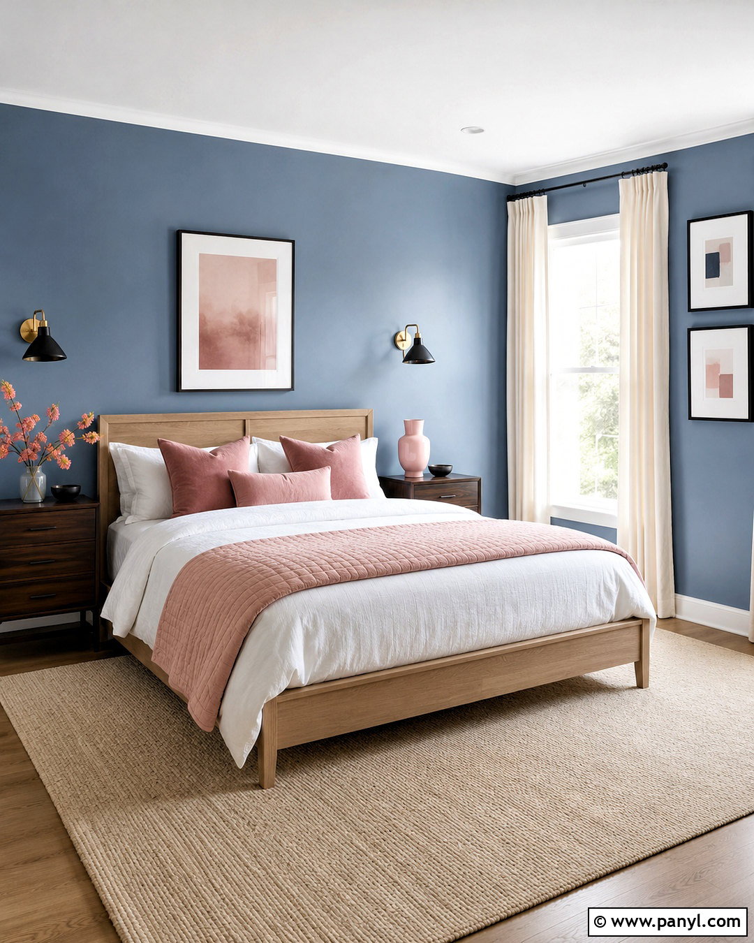 Blue Wall With Pink Accents - 40 blue wall paint ideas