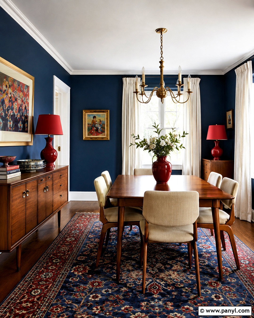 Blue Wall With Red Accents - 40 blue wall paint ideas