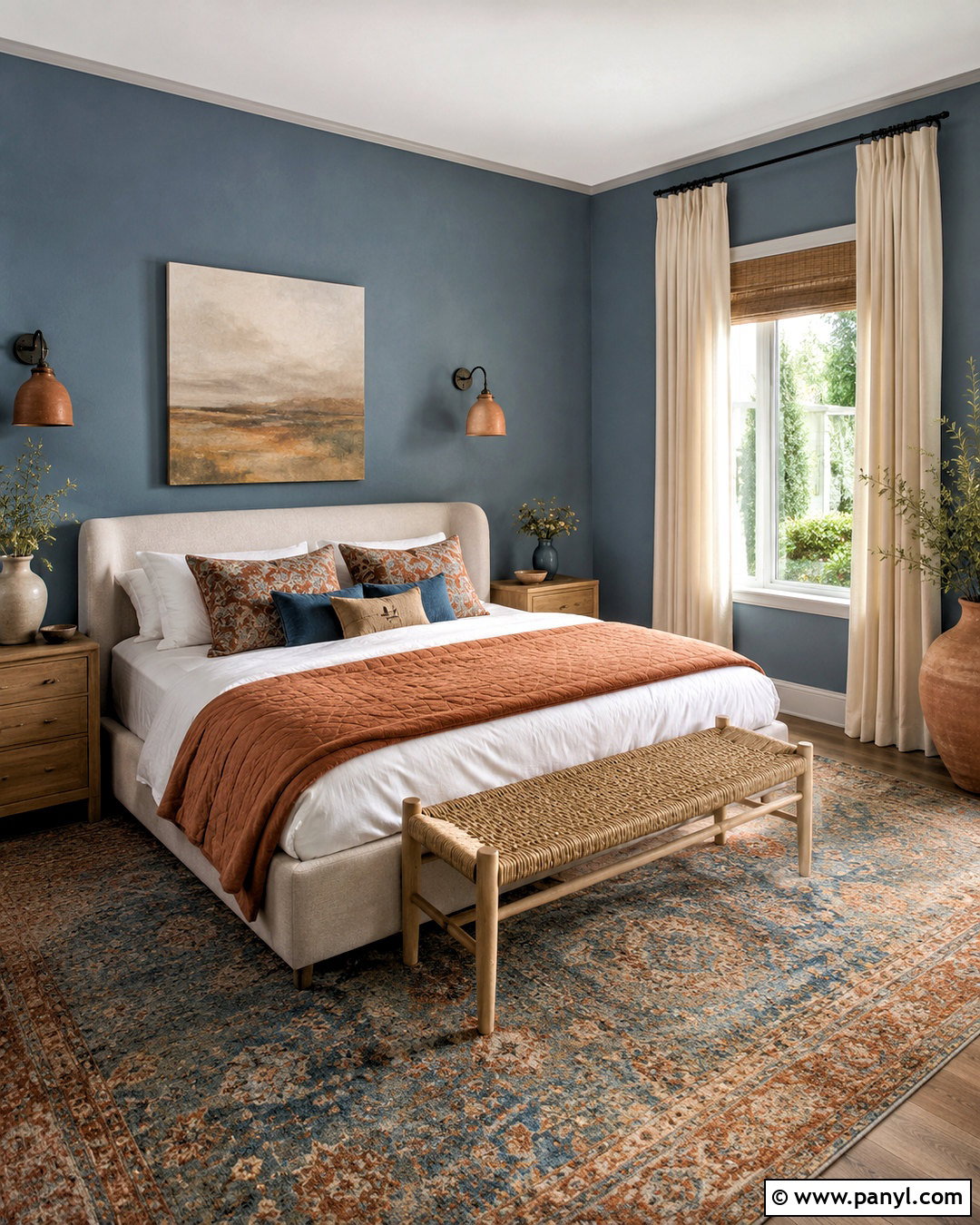 Blue Wall With Terracotta Decor - 40 blue wall paint ideas