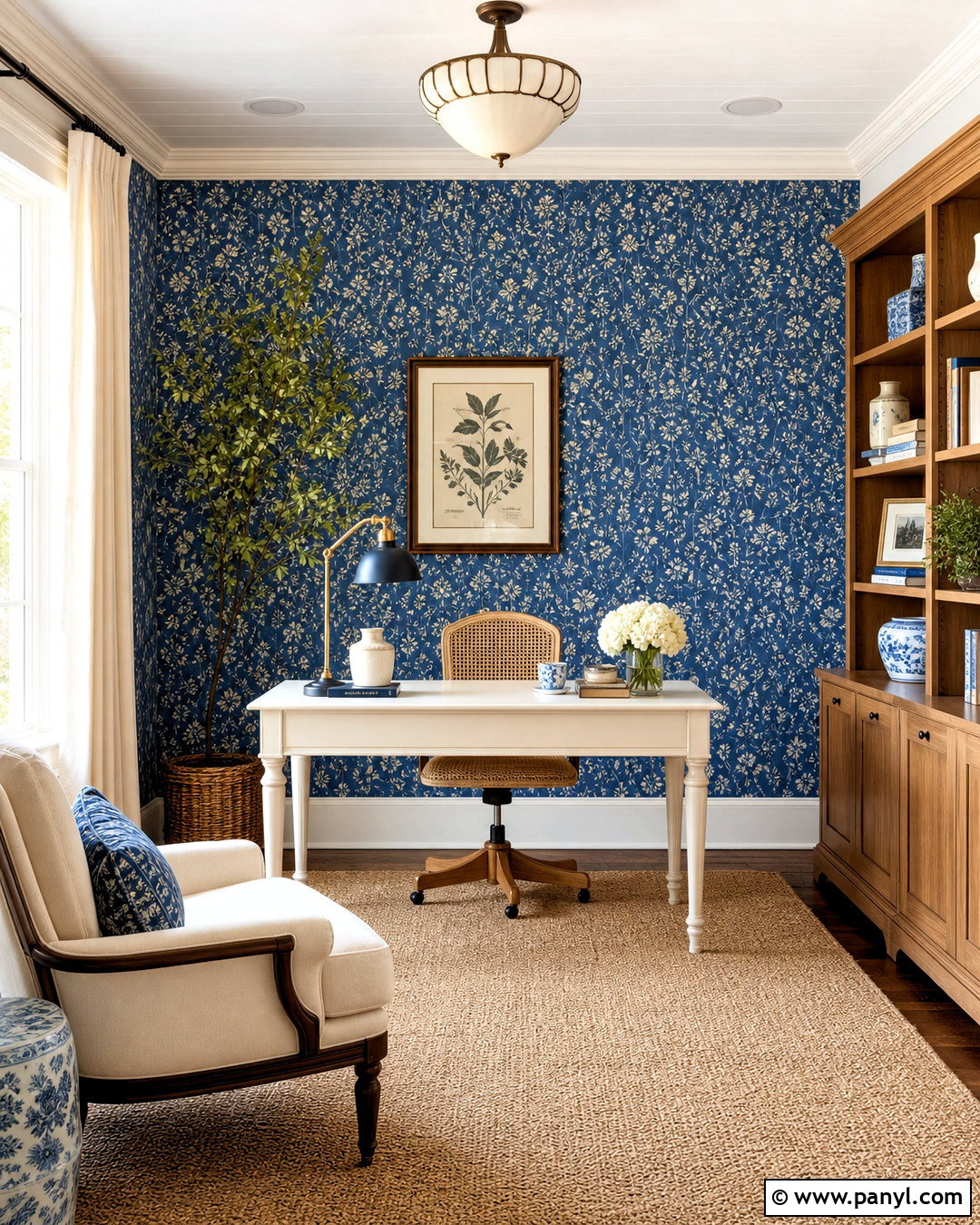Blue Wallpaper Accent Wall Office - 20 blue accent wall office ideas