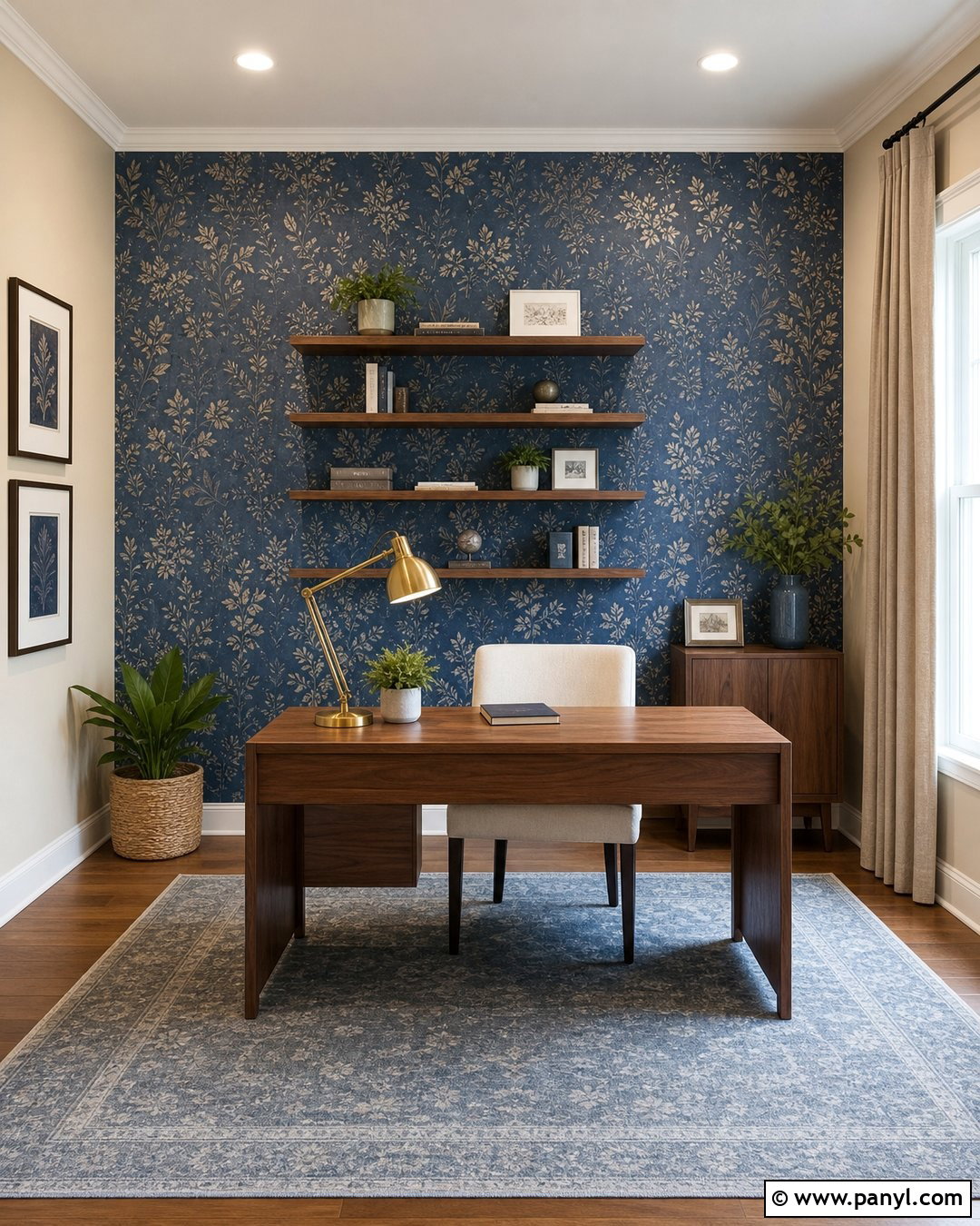 Blue Wallpaper Accent Wall Study Room - 20 Blue Accent Wall Study Room Ideas