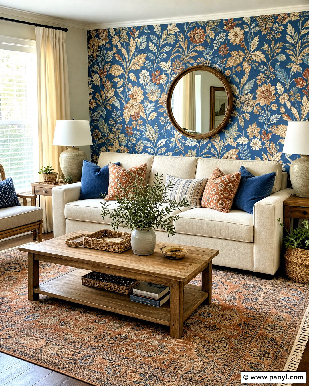 Blue Wallpaper Feature Wall - 20 blue feature wall living room ideas