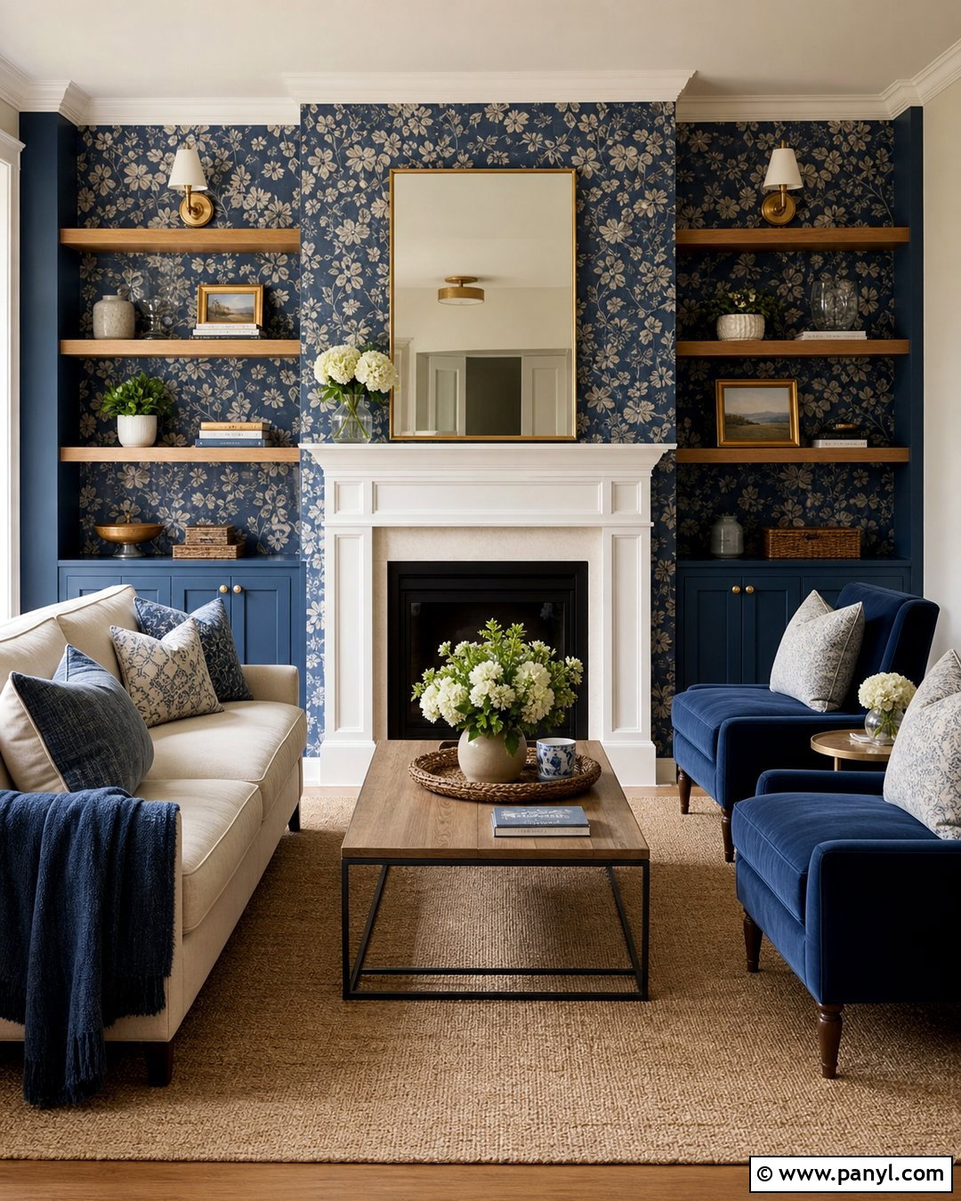 Blue Wallpaper Fireplace Wall - 30 blue fireplace wall ideas