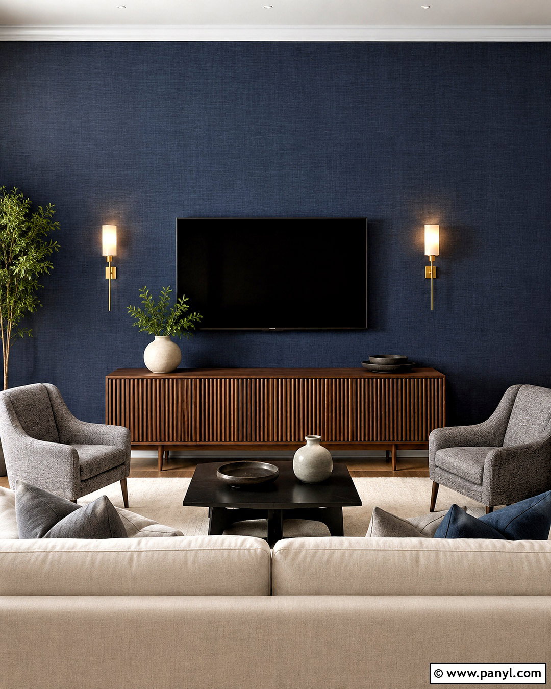 Blue Wallpaper TV Wall - 20 blue tv wall ideas
