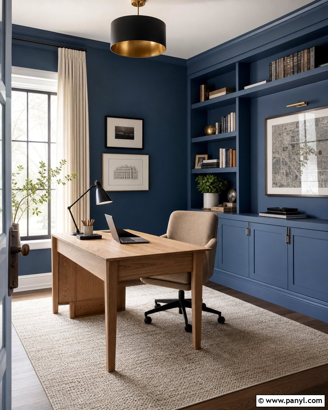 Blue Walls In A Home Office - 20 How To Style Blue Walls