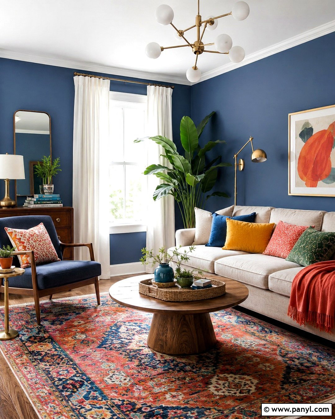 Blue Walls White Trim And Colorful Decor - 20 Blue Wall White Trim Ideas